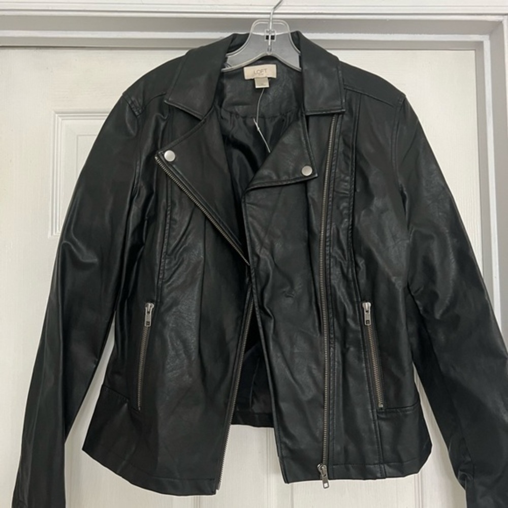 Loft Faux Leather Biker Jacket, size M, NWT